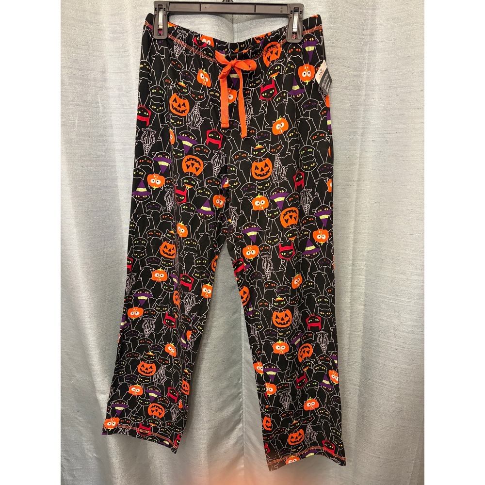 Halloween Pajama Pants Black Cat Pumpkin Witch Hat Small 4-6 NWT